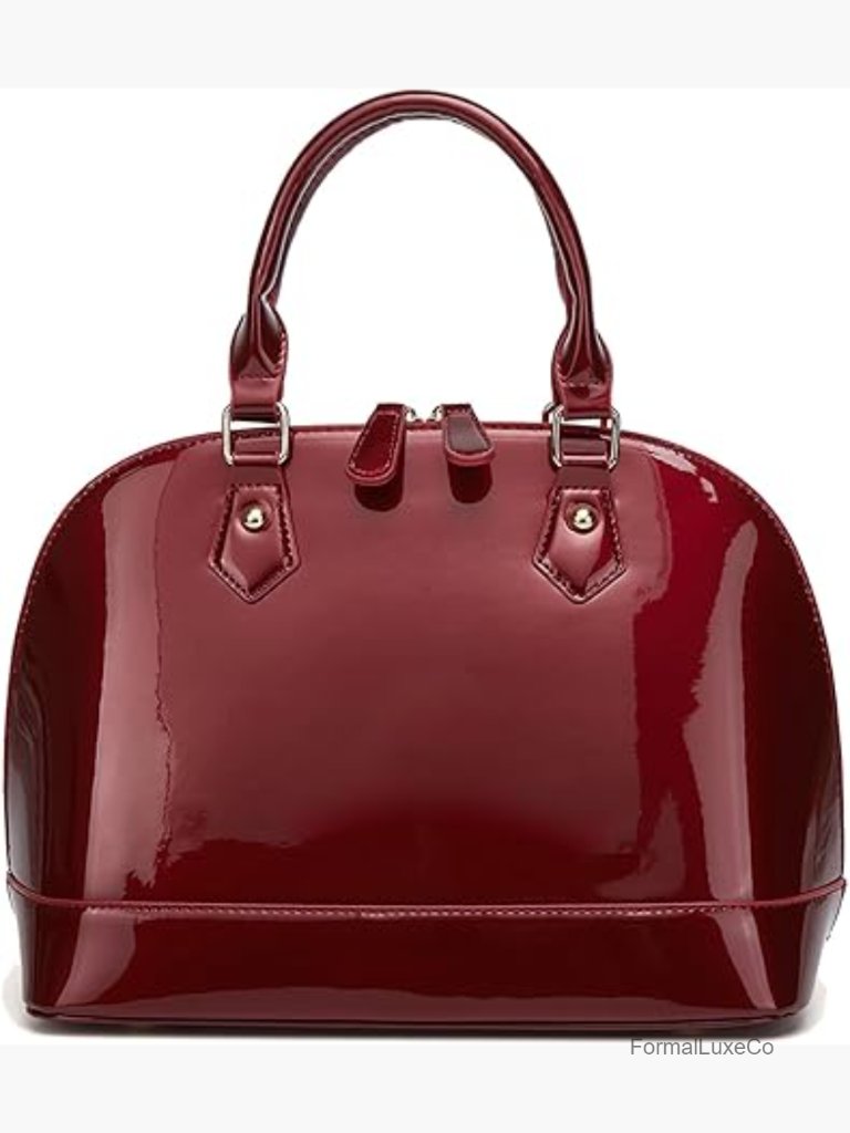 Large Patent Leather Dome Satchel Purse Top-Handle Handbag Shoulder Bag